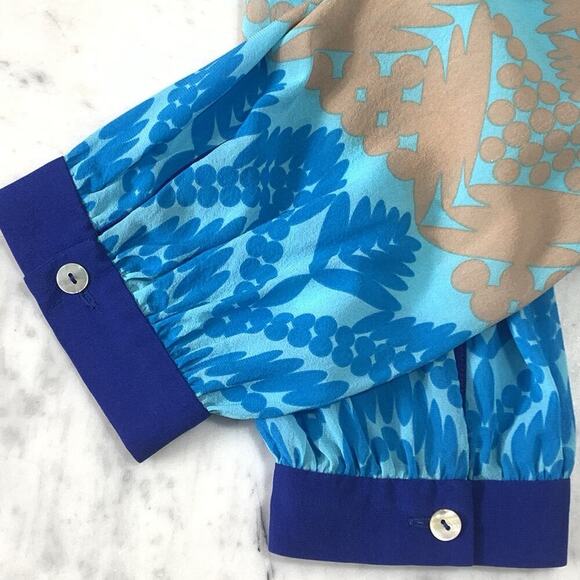 TRINA TURK Silk Blend Mini-Dress Cover-Up XS-S Blue Tunic *Missing Size Tag EUC - Picture 4 of 7